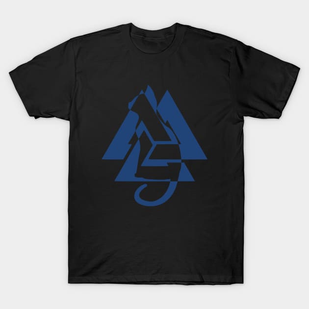 Blue Valknut Cat Silhouette | Norse symbos | Knot T-Shirt by DepicSpirit